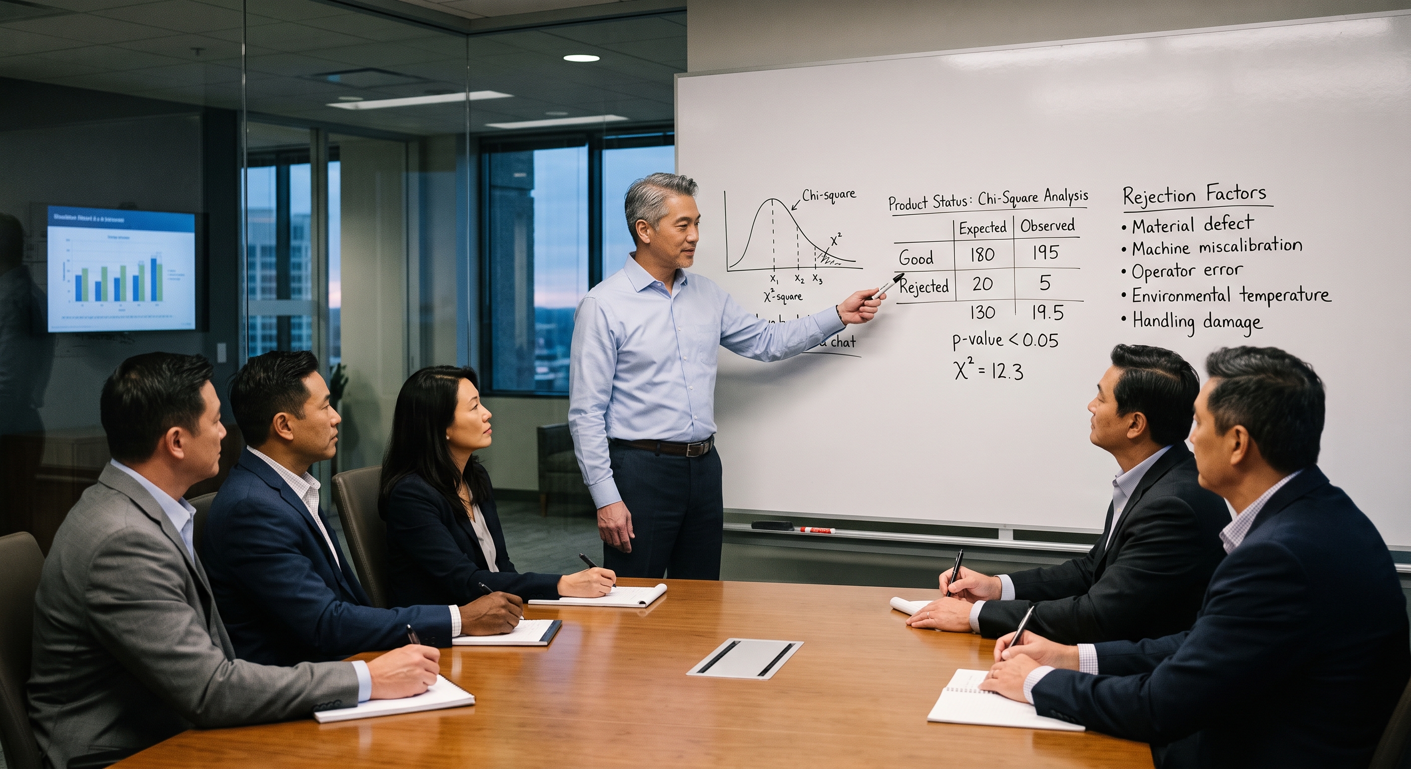 A consultant reviewing performance data with a colleague at a workstation